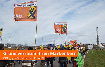 ÖDP Mitglieder protestieren gegen AKW Neckarwestheim